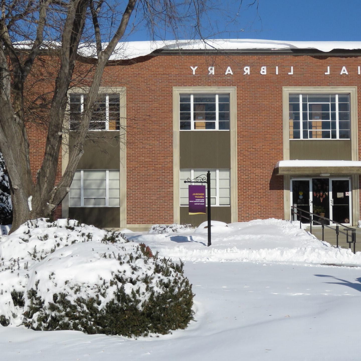 Snow covered library building